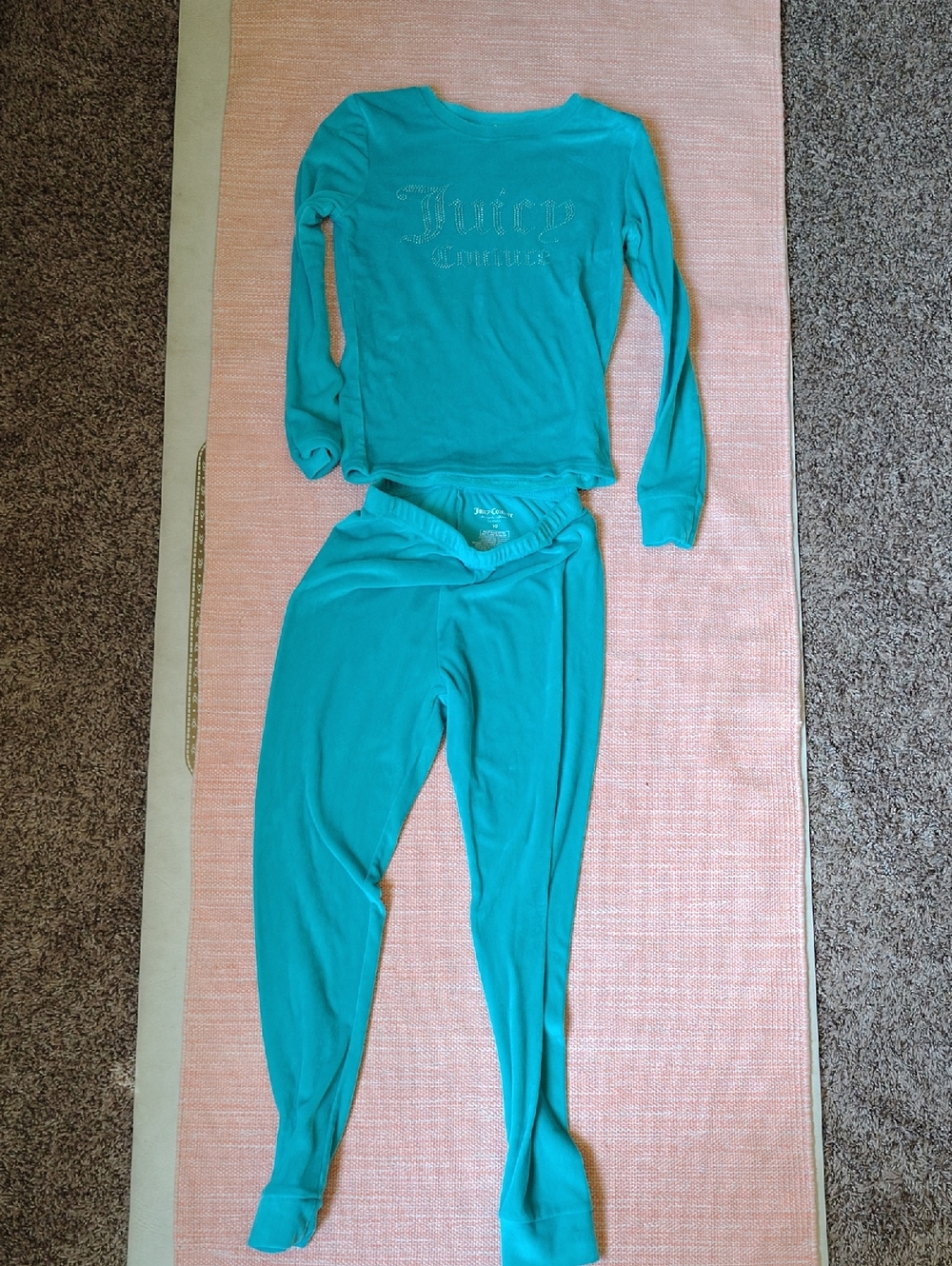 Juicy Couture Teal Velour Lounge Set with Rhinestone Logo